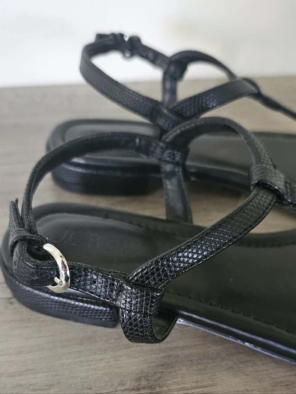 J.Crew Sadie Black ankle strap thong sandals 7 1/2